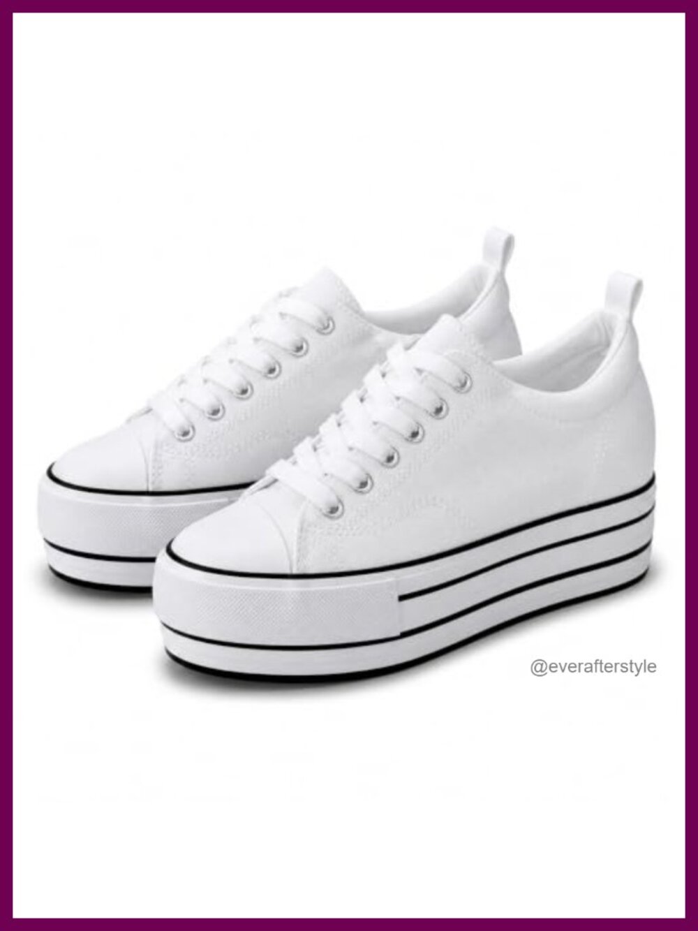Women's Platform Sneakers Hidden Wedge 3-Inch Lift Low-Top Lace-Up Canvas